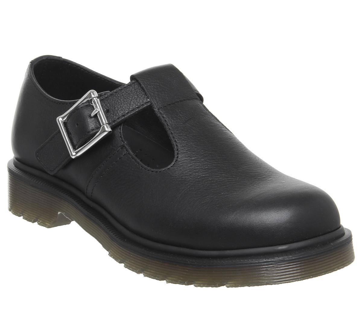Dr. Martens Polley T Bar Shoes Black Virginia Flats