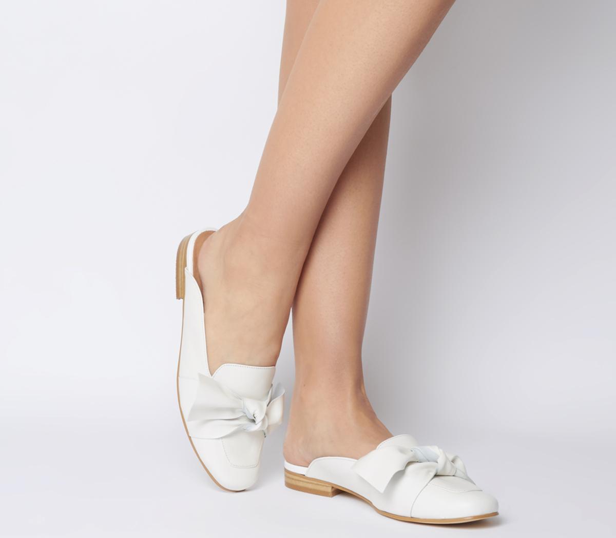 white bow mules