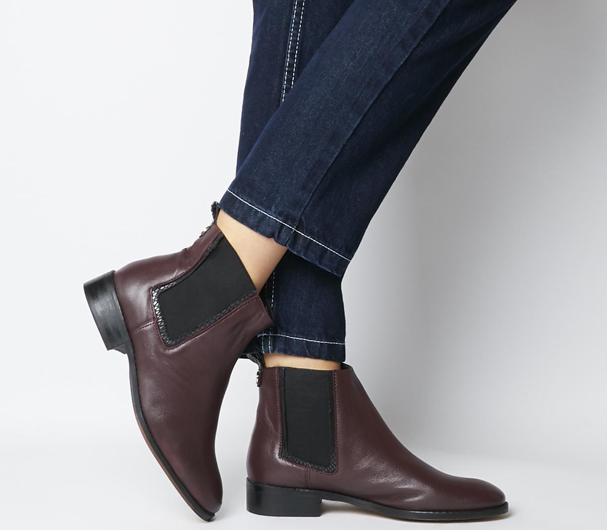 burgundy chelsea ankle boots