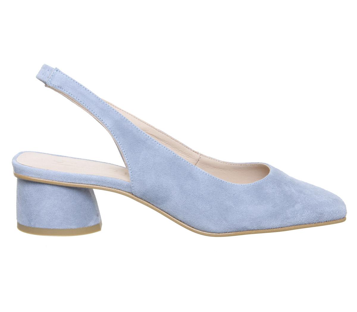 pale blue suede court shoes