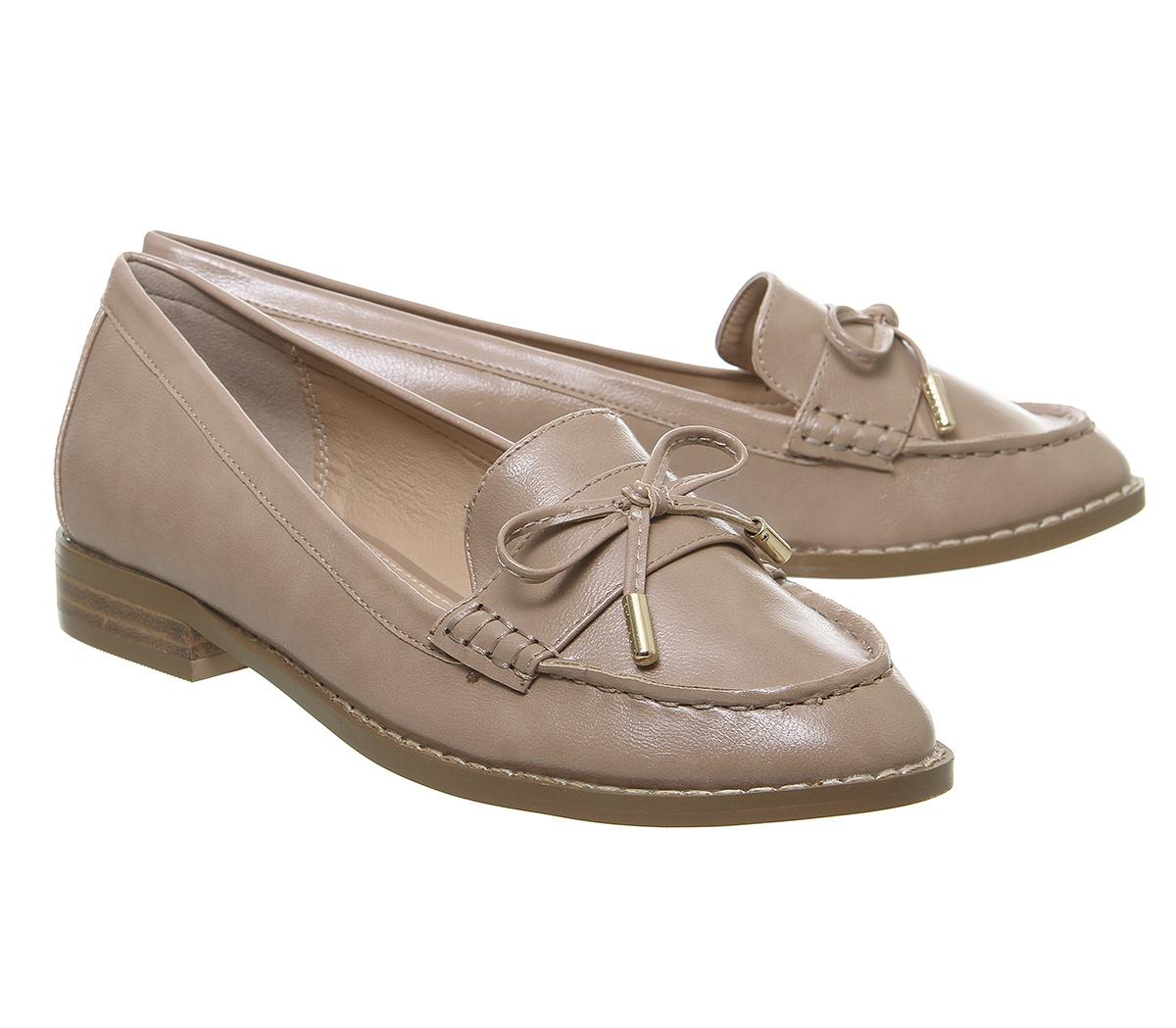 Office Flattered Bow Loafers Nude Flat Shoes For Women 0239