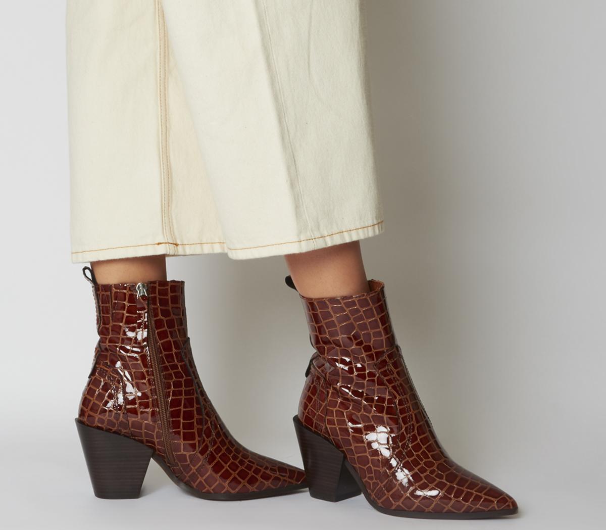 office croc patent ankle boots
