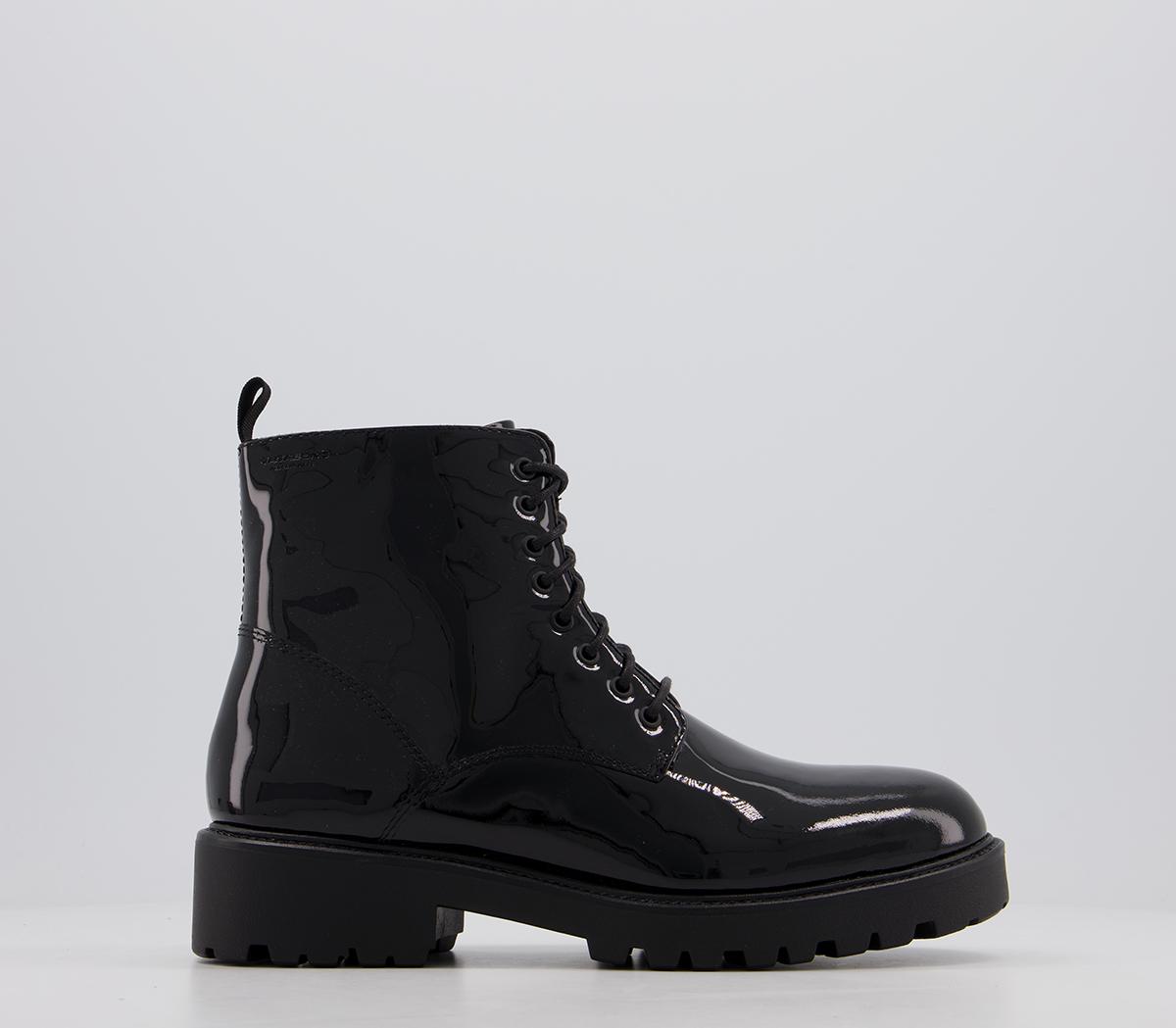 black patent hiker boots
