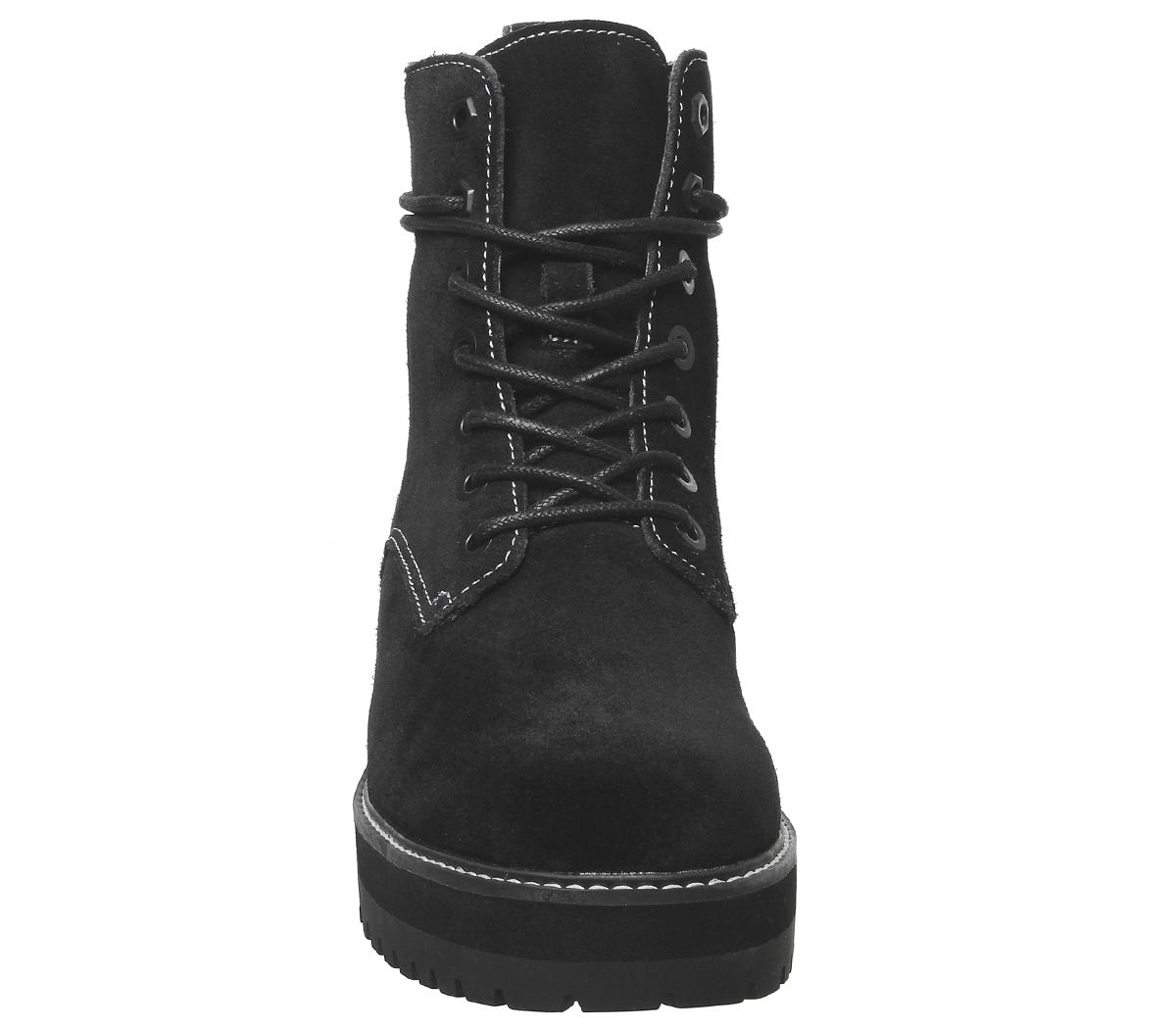 timberland lux stack boots black hammer suede