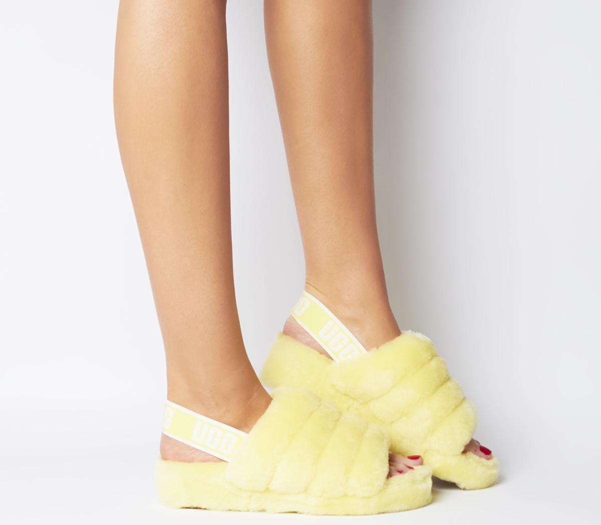 neon yellow slippers