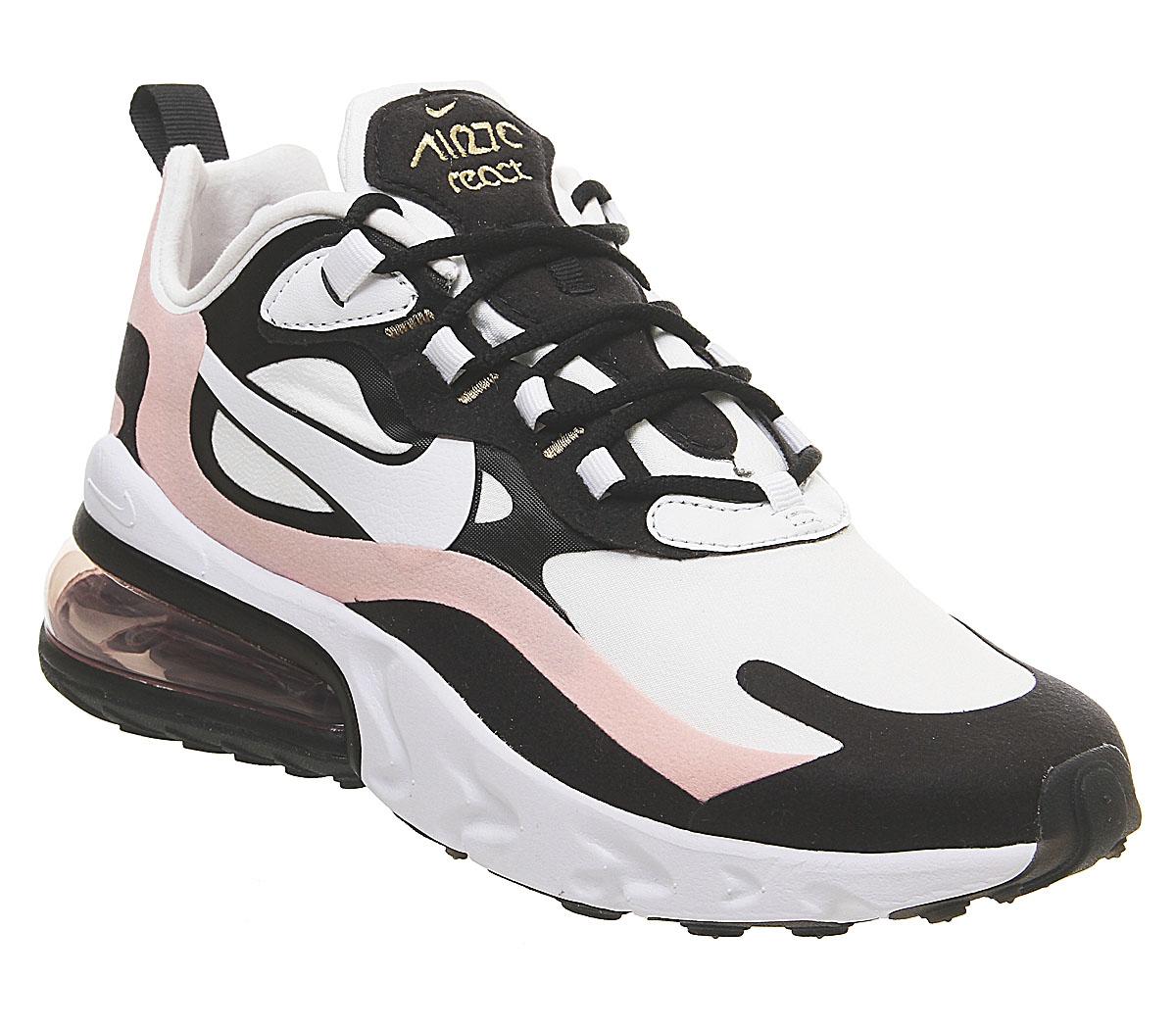 Nike Air Max 270 React Trainers Black White Bleached Coral Nike Air Max 270