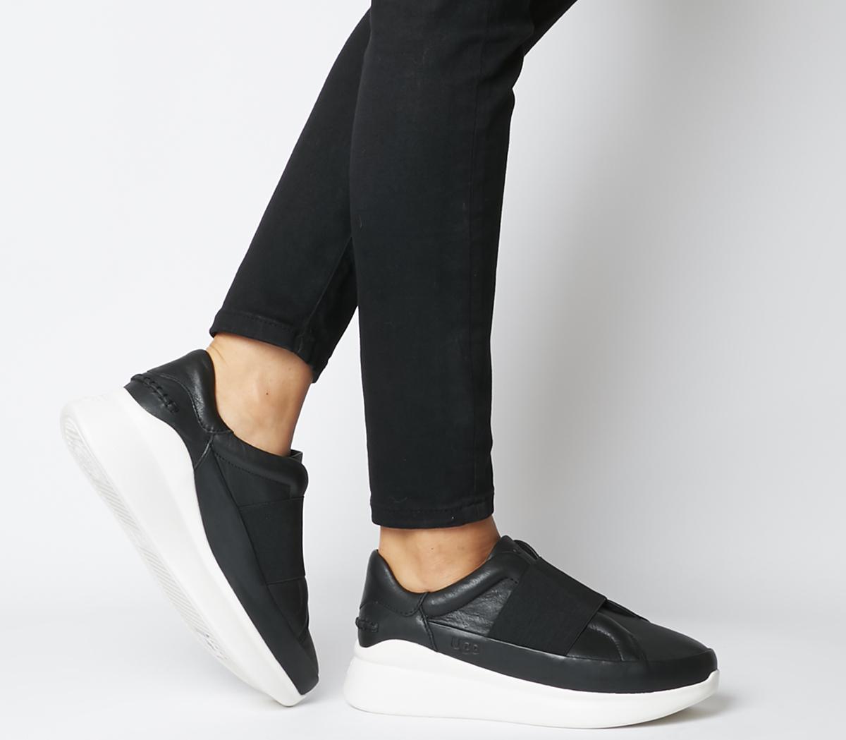 ugg black leather sneakers