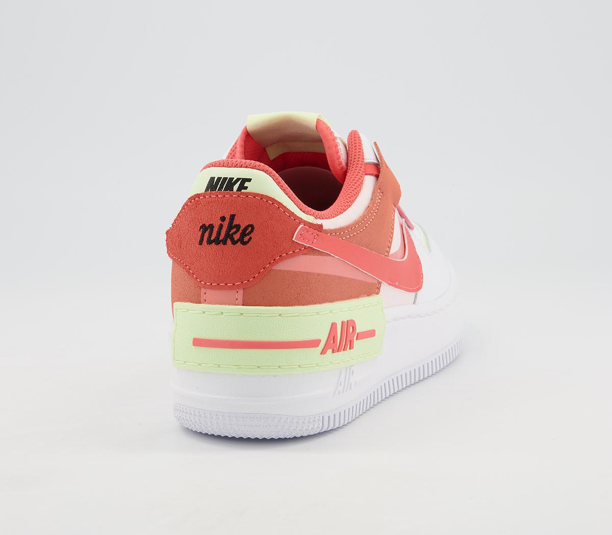 Nike Air Force 1 Shadow Trainers White Magic Ember Crimson Bliss Lime Ice Pink Blac - Hers trainers