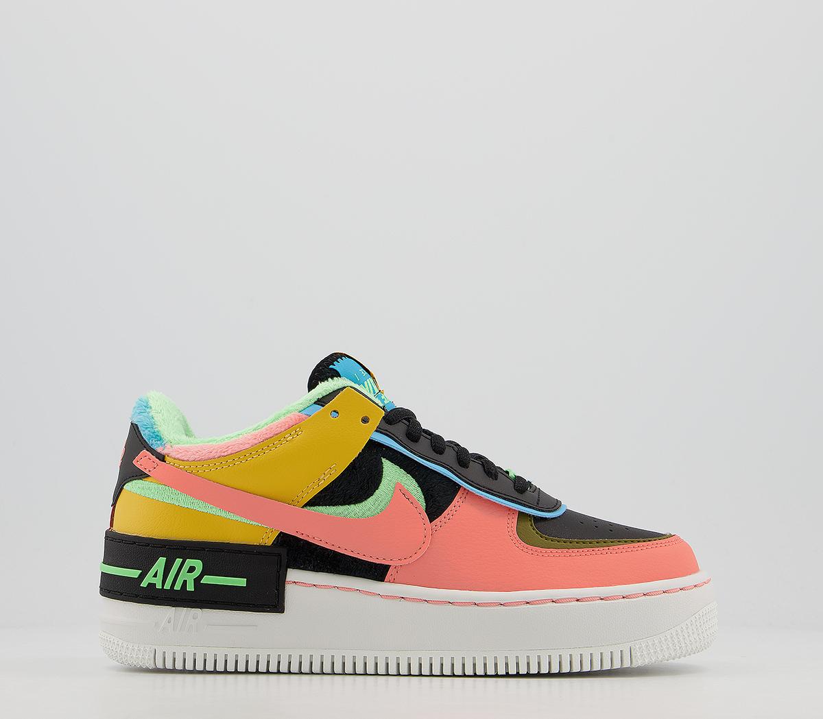 nike air force 1 shadow trainers in white blue and pink