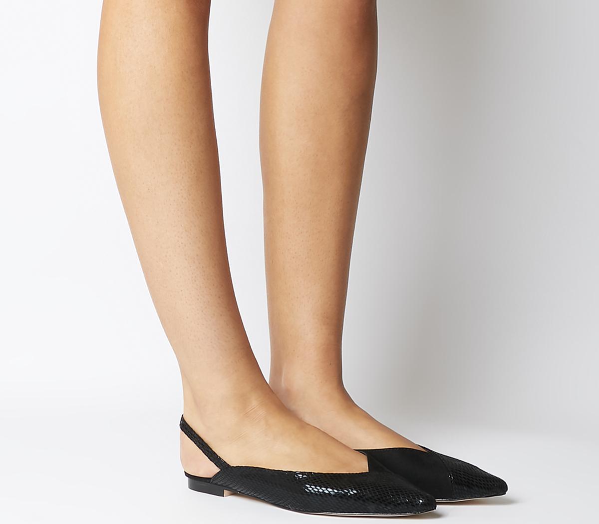 Office Fan-club Split Point Slingback BLACK SNAKE W BLACK,Schwarz,Bunt