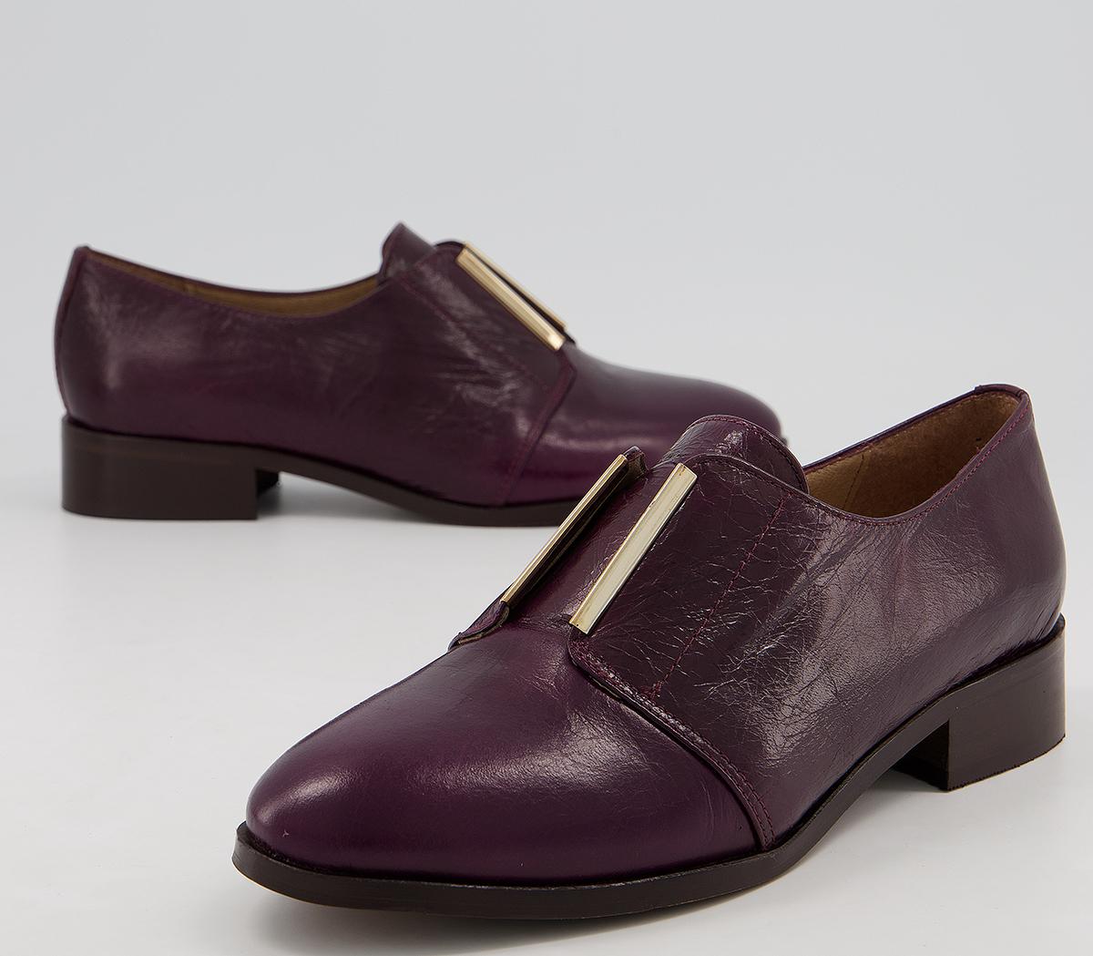 Office Feather Slip On Flats Burgundy Leather - Flat Shoes for Women