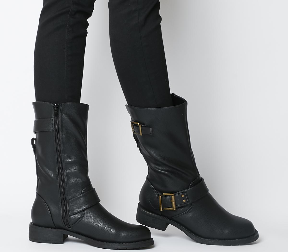 womens boots black knee high