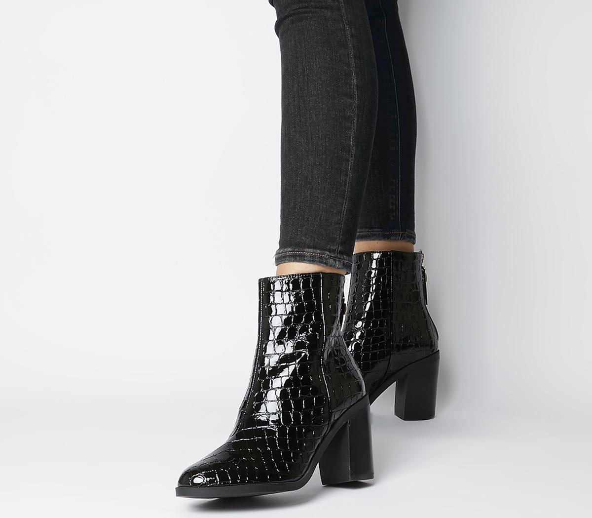 black ankle patent boots