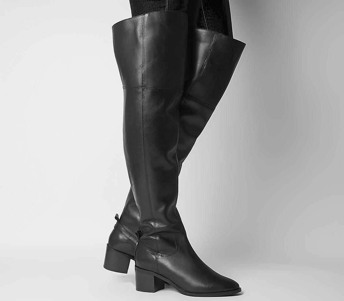 Office Katelyn Smart Over The Knee Boots Black Leather Knee High Boots