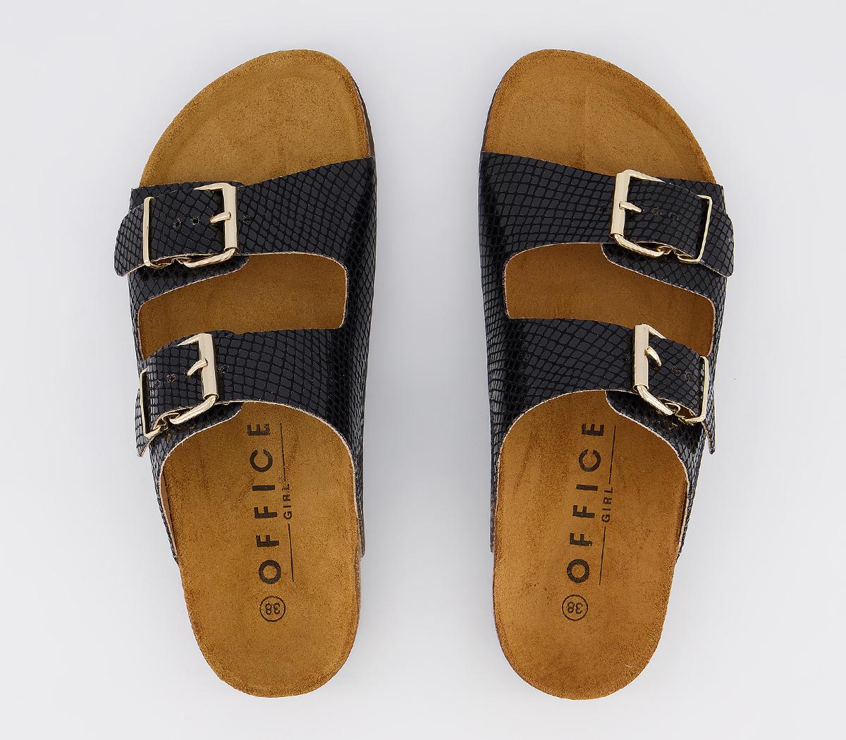 women's two buckle footbed sandals