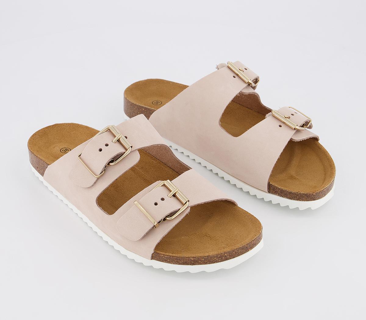 women's two buckle footbed sandals