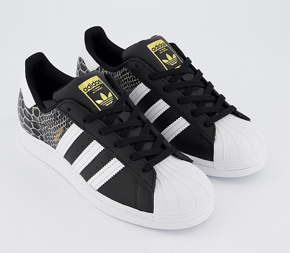 adidas Superstar Trainers Black White White Croc - Hers trainers