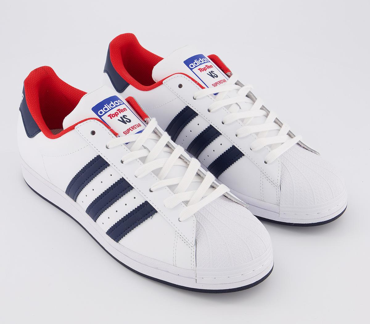 adidas Superstar Trainers White Navy Red - Unisex Sports
