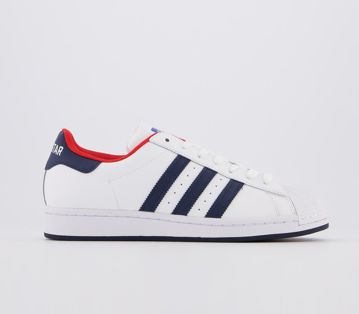 adidas white and navy trainers