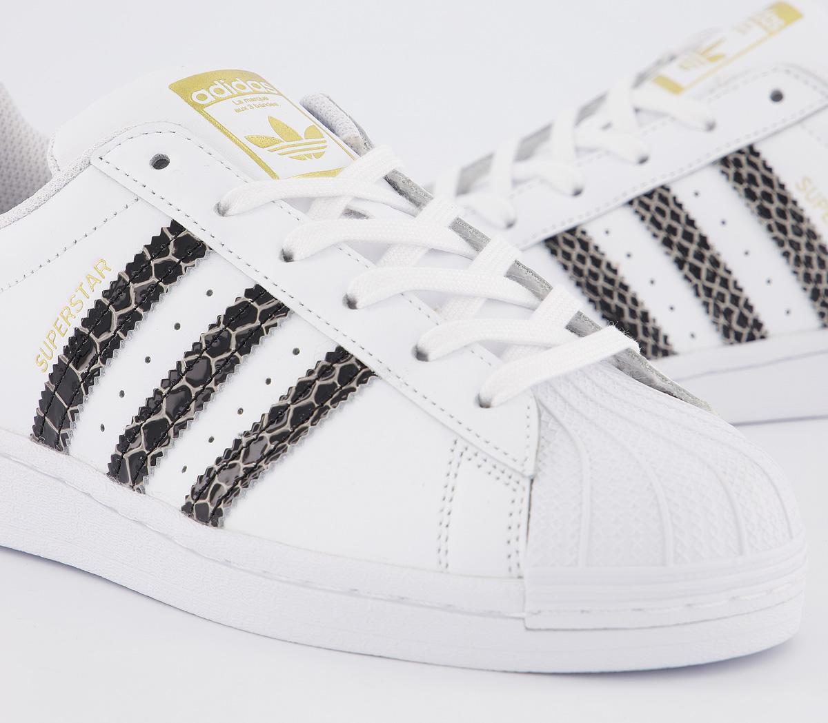 adidas Superstar Trainers White Black Gold Croc - Hers trainers