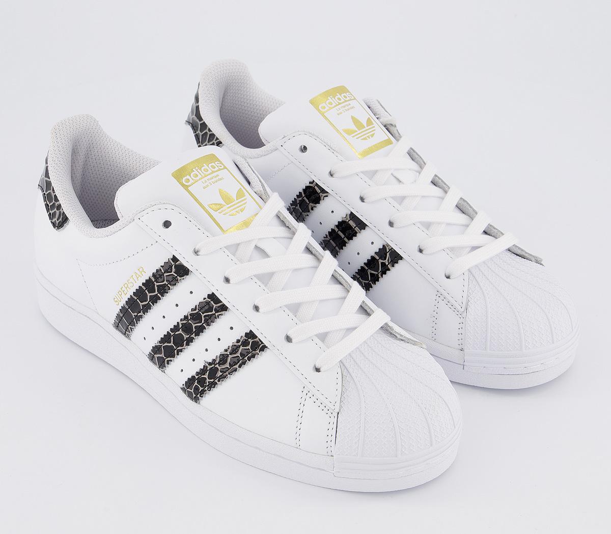 adidas Superstar Trainers White Black Gold Croc - Hers trainers