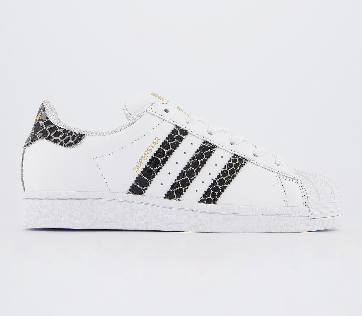 adidas white & gold superstar trainers