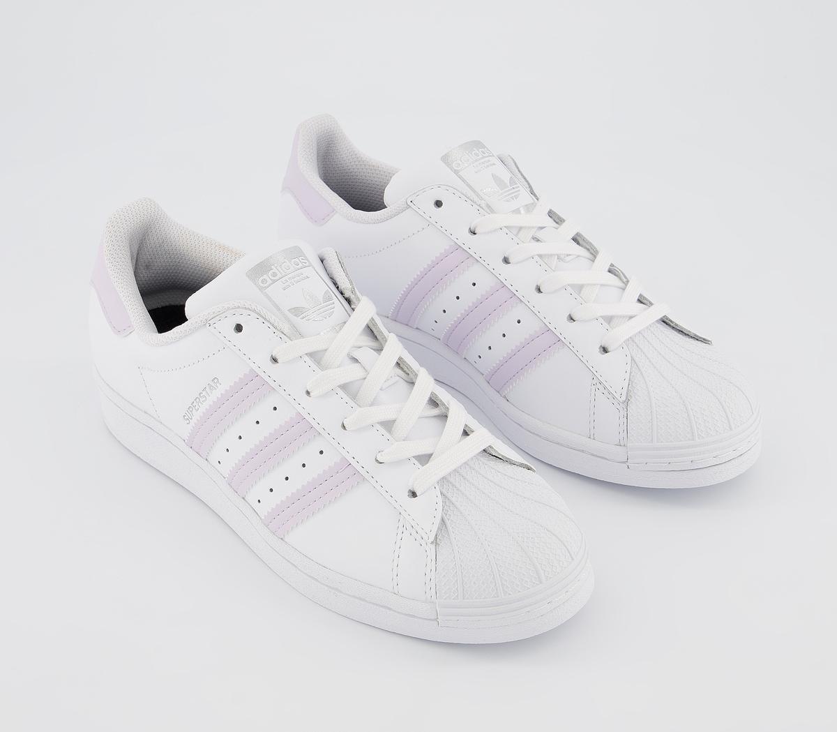 adidas Superstar Trainers White Purple Tint Silver Metallic - Unisex Sportschuhe