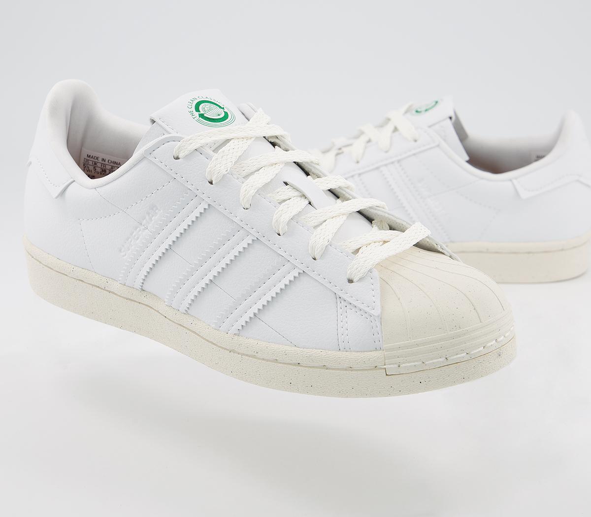 Adidas Superstar Clean Classics Trainers White Off White Green