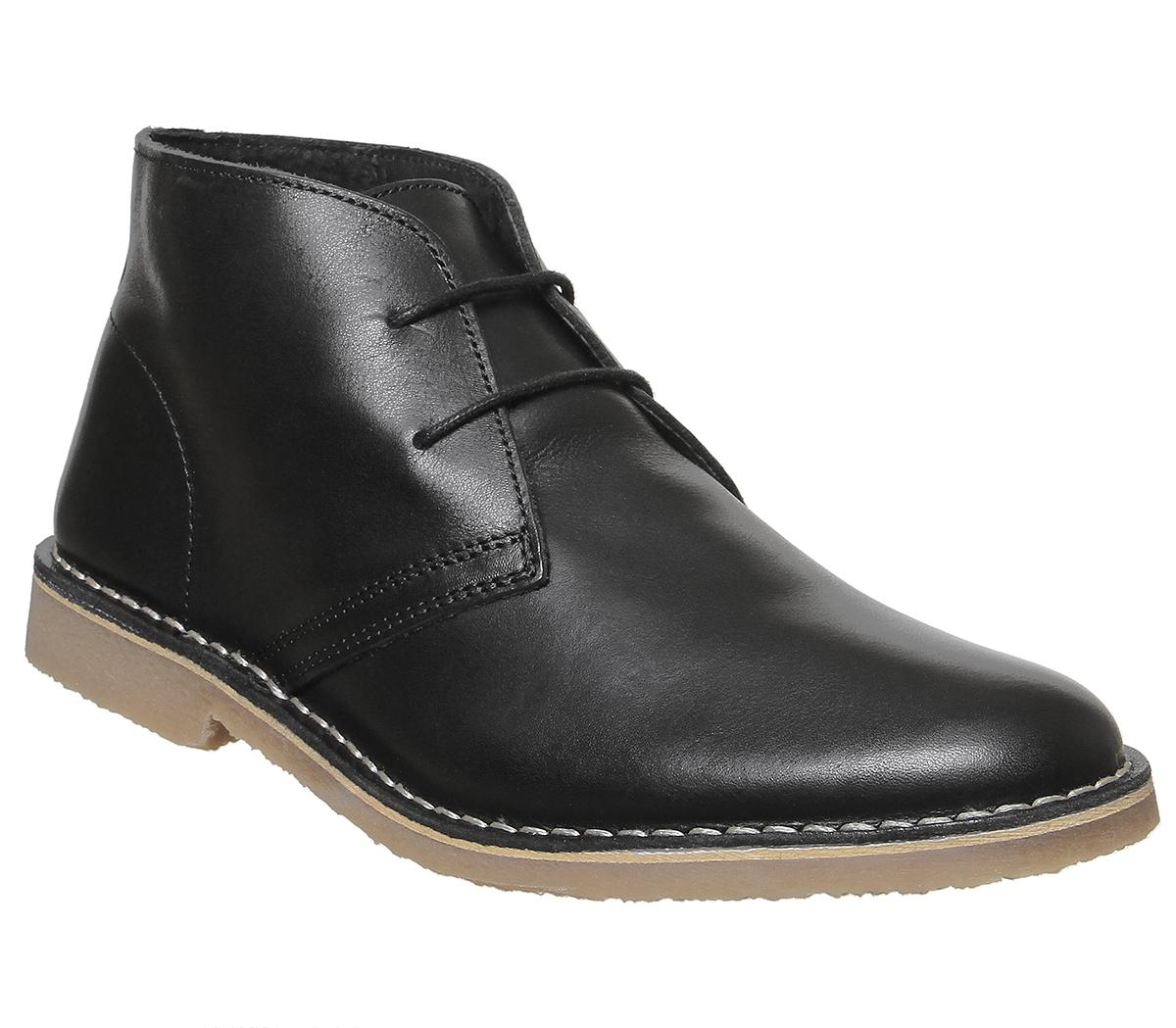 leather desert boots black