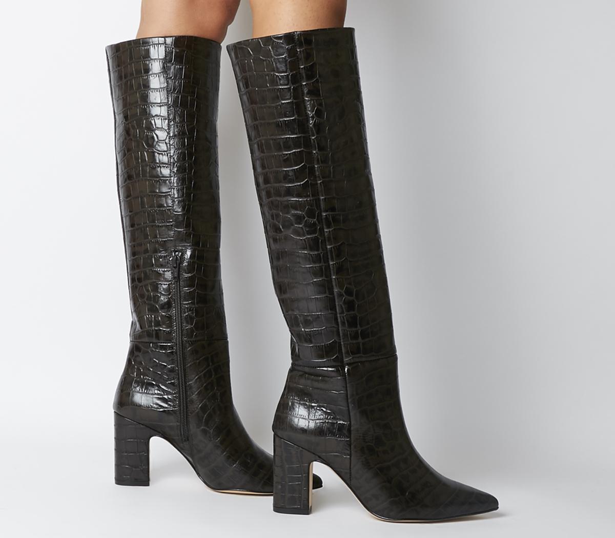 croc leather booties