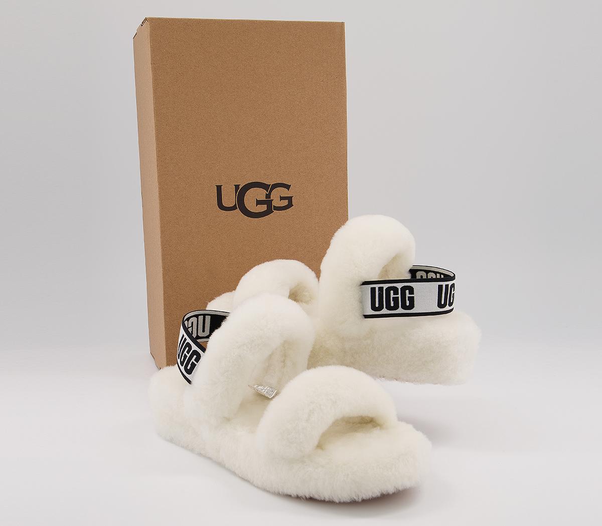 UGG Oh Yeah Slippers White - Flat Shoes for Women