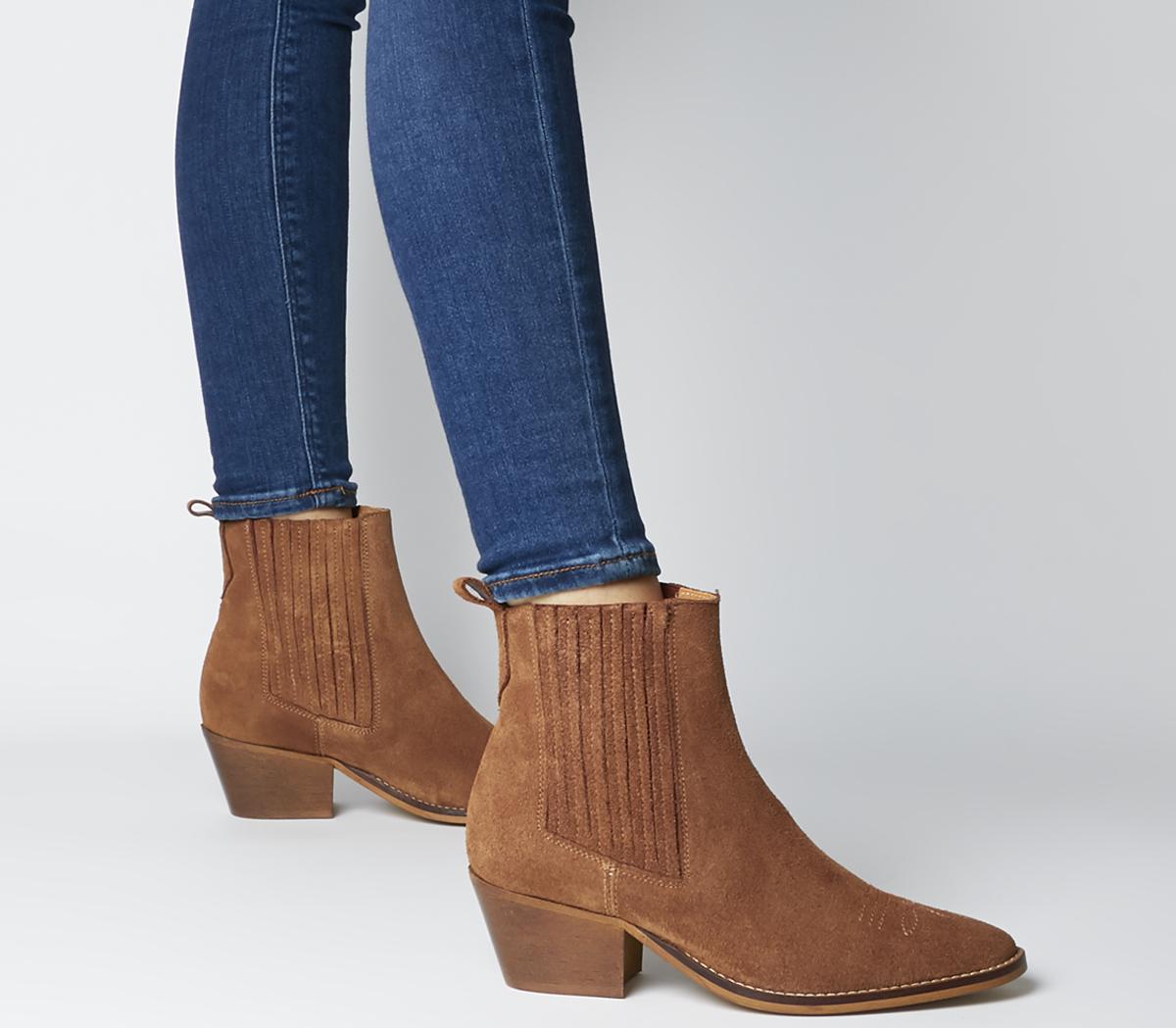 office tan chelsea boots