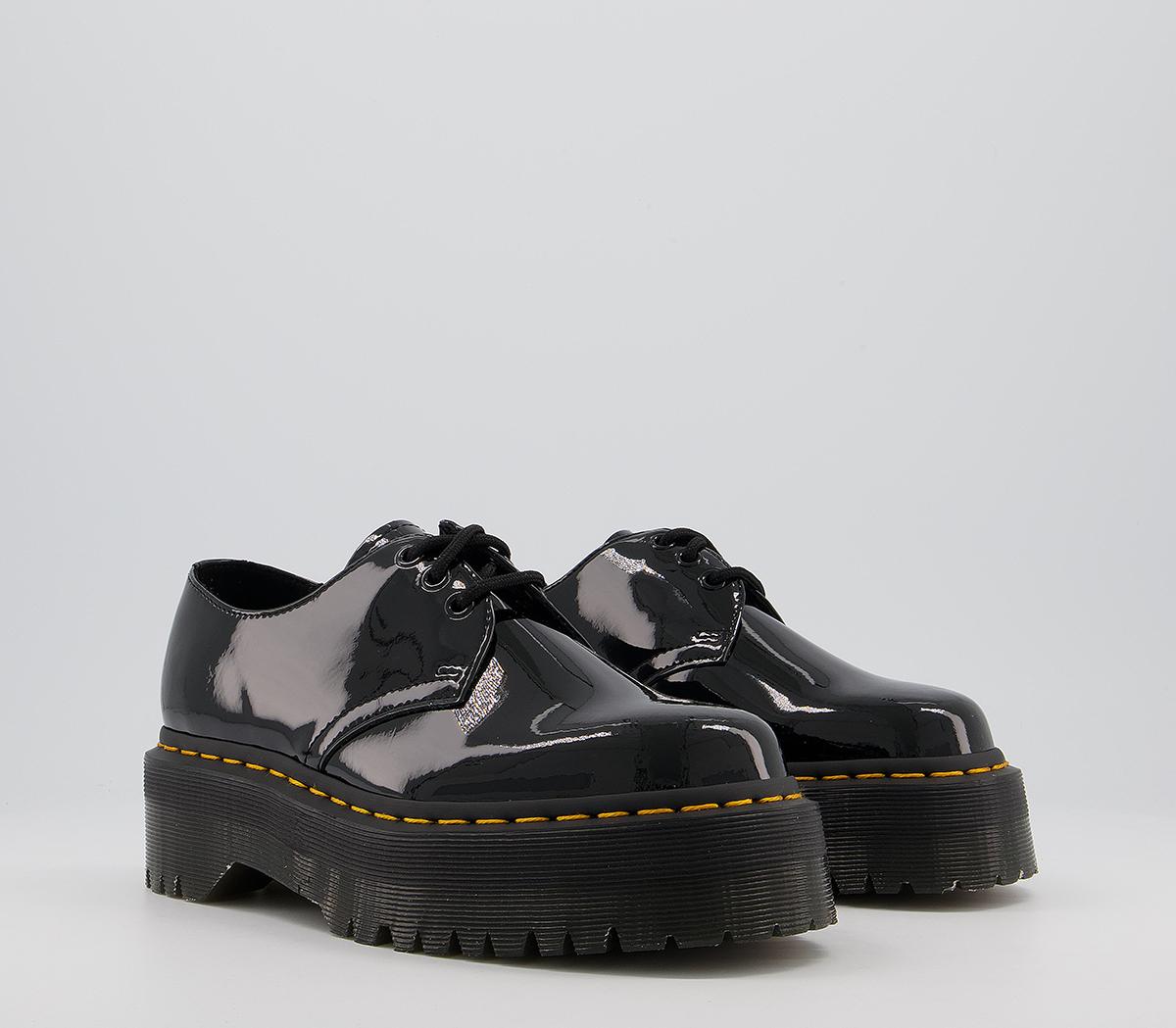 Dr. Martens 1461 Quad 3 Eye Shoes Black Patent - Flat Shoes for Women