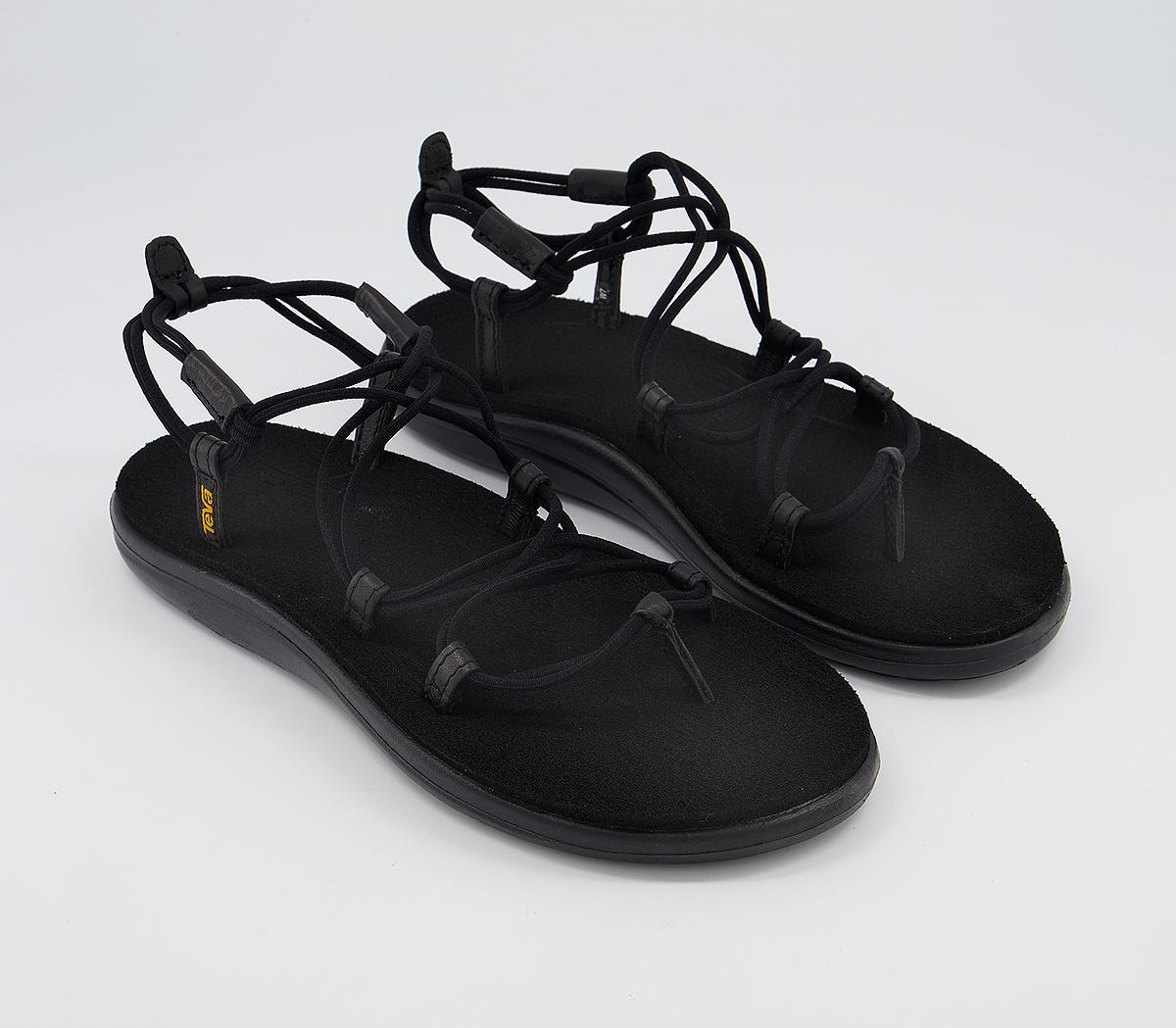teva voya infinity lace up sandals in black