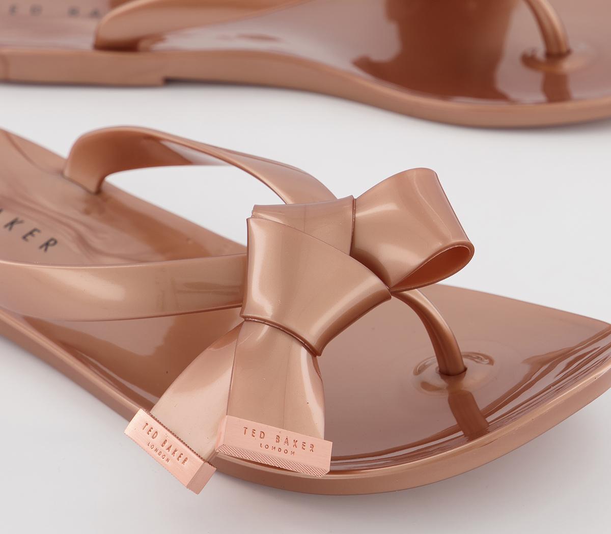 rose gold flip flops ted baker