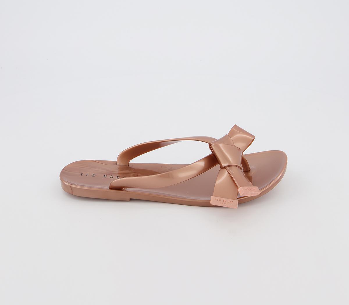 rose gold flip flops ted baker