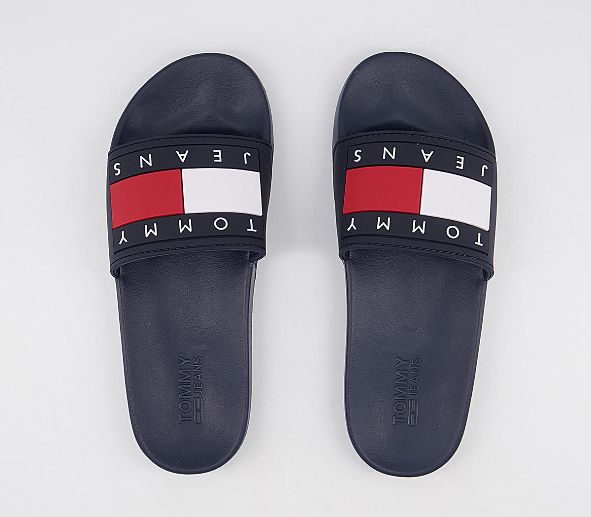 Tommy Hilfiger Tommy Jeans Flag Pool Slides Navy Red White - Women’s ...