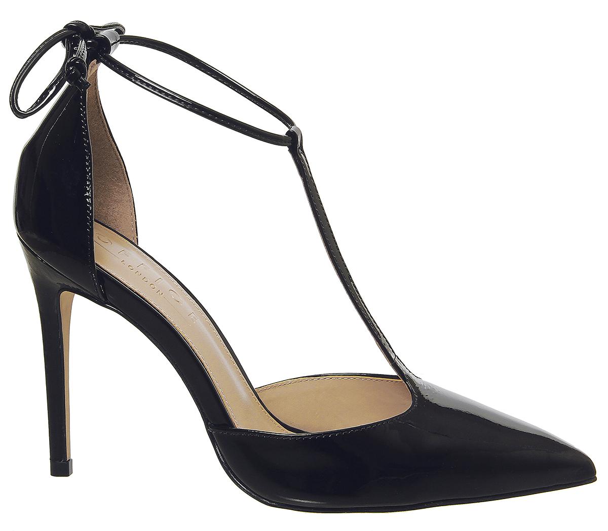 Office Hardworker- T-bar Court Heels Black Patent Leather - High Heels