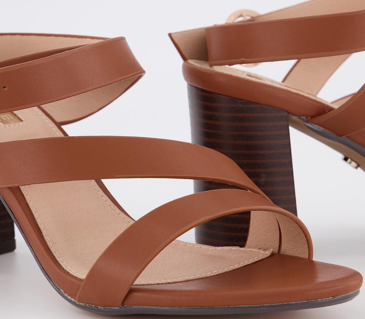 tan strappy block heels