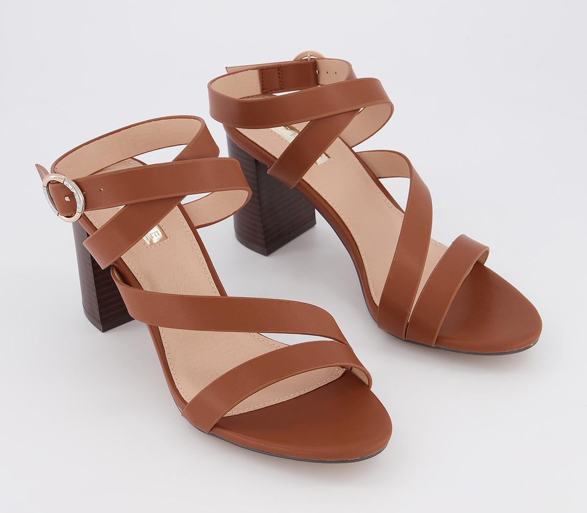 tan strappy block heels