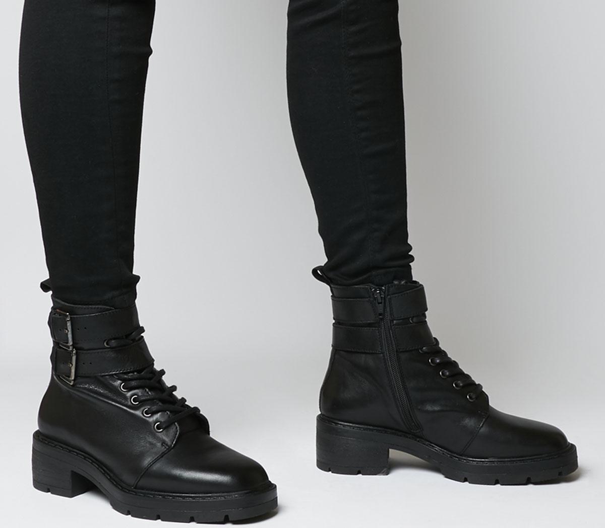 Office Authority - Lace Up Boot Black Leather - Ankle Boots