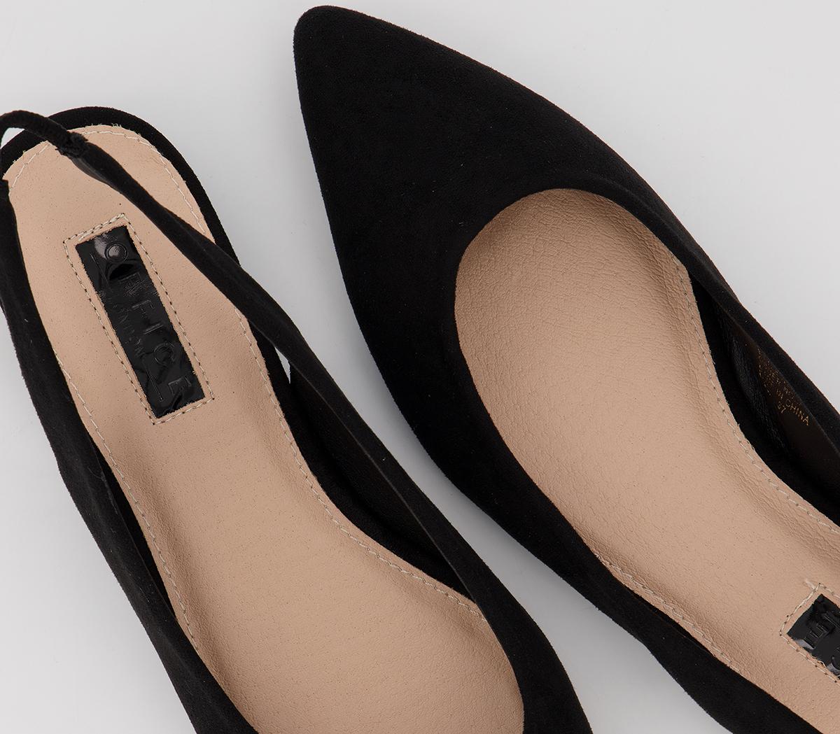 Office Flavour Pointed Slingback Flats Black - Flat Shoes for Women