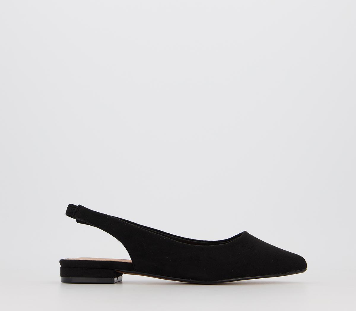Office Flavour Pointed Slingback Flats Black - Flat Shoes for Women