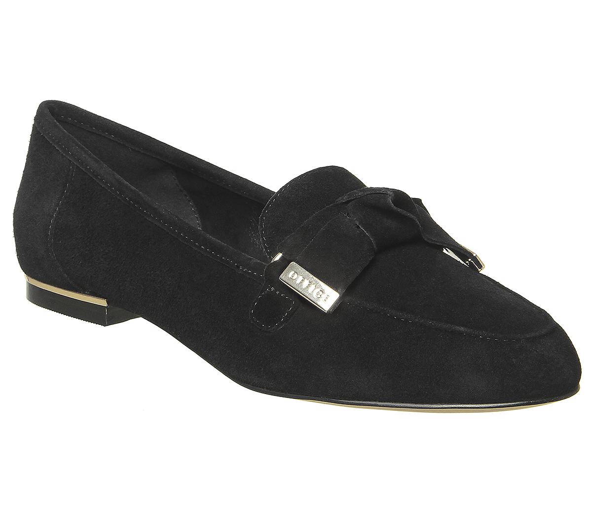 bow loafers black