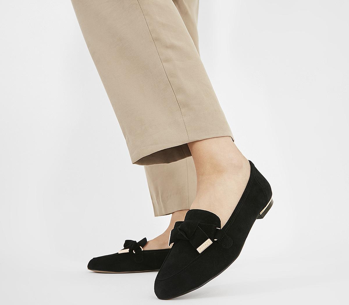 bow loafers black