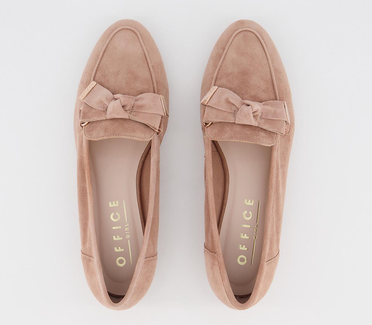 Office Fortuna Bow Loafers Nude Suede - Womenâs Loafers