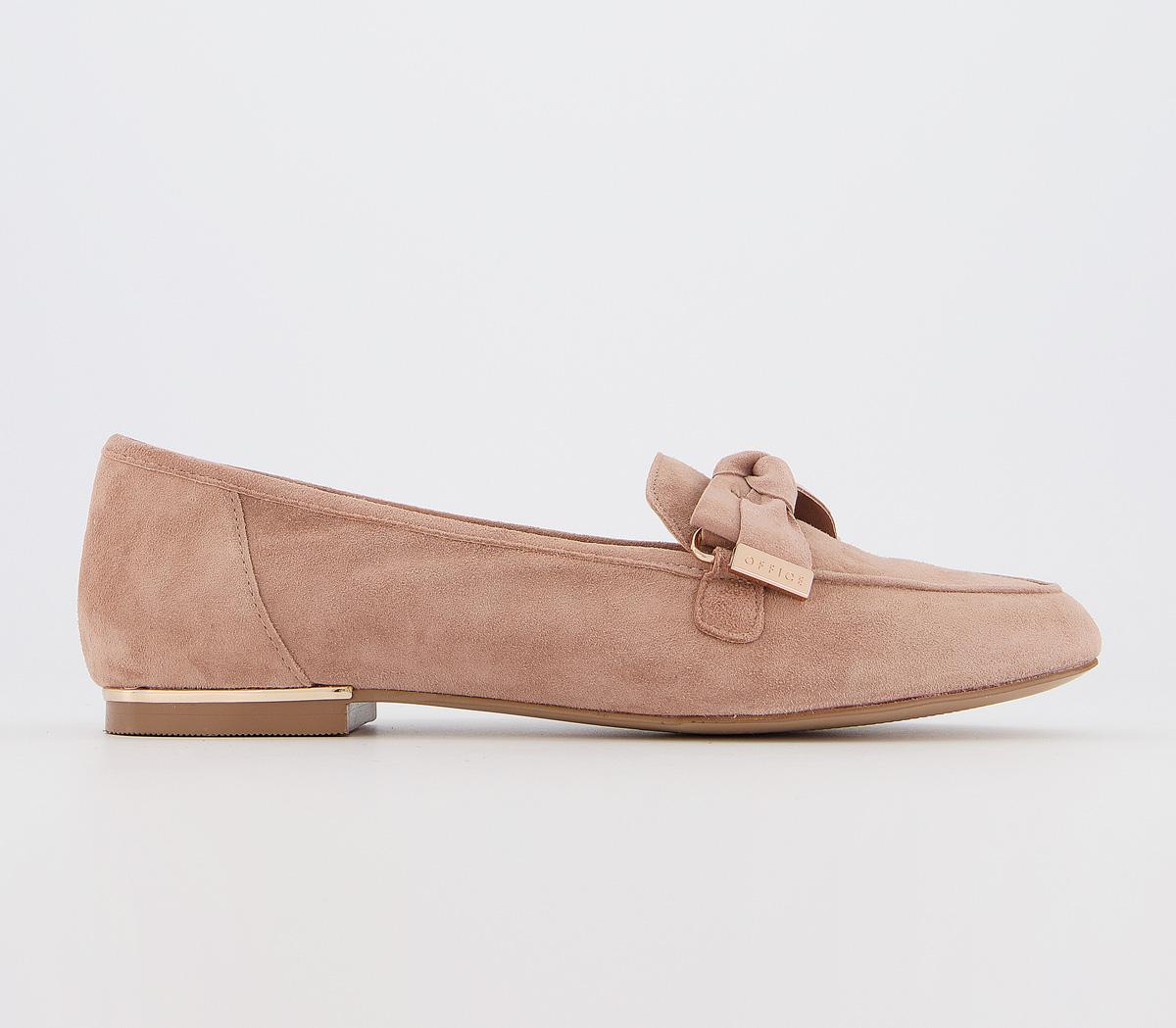 Office Fortuna Bow Loafers Nude Suede - Women’s Loafers