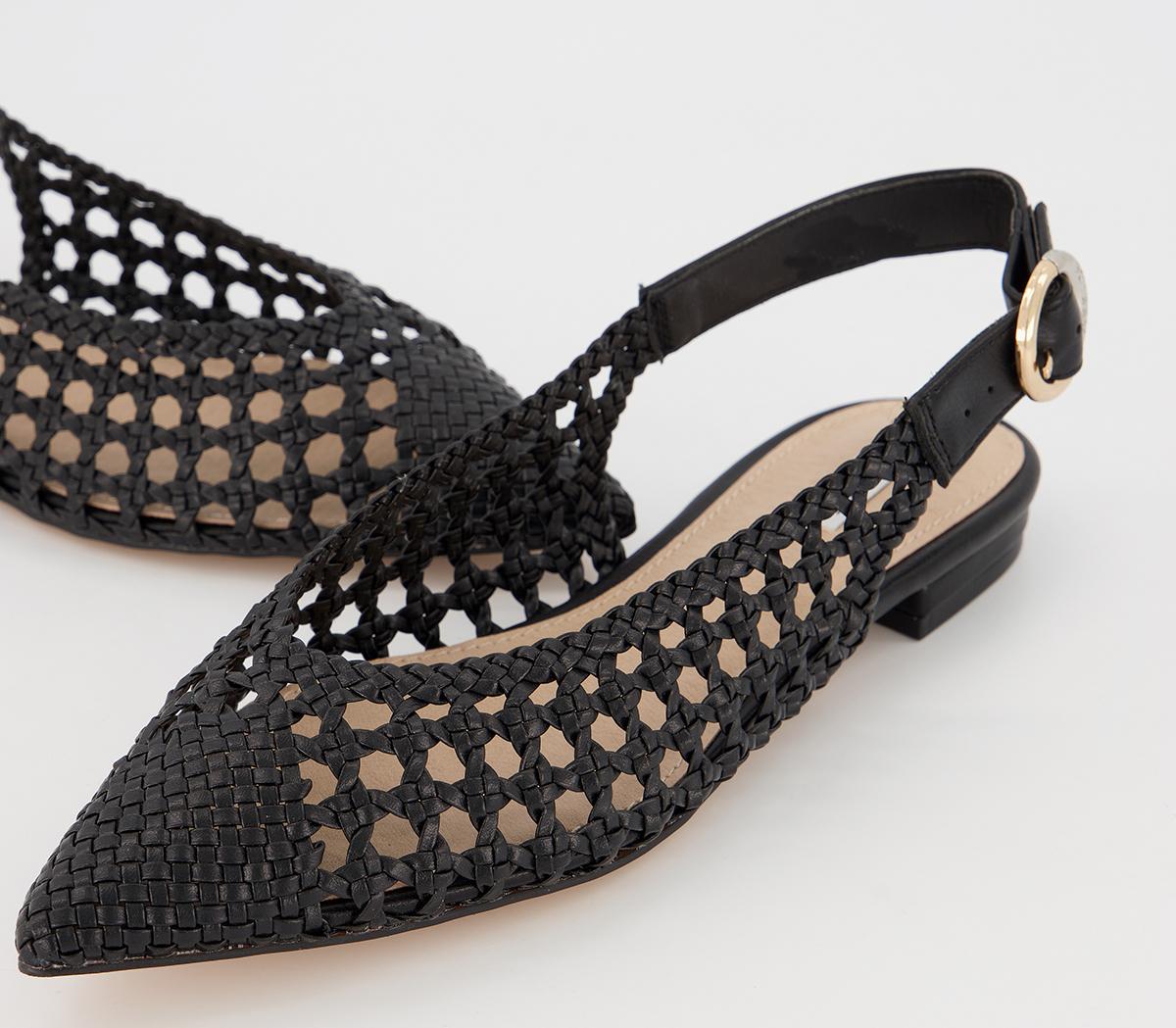 Office Final Woven Slingback Flats Black - Flat Shoes for Women