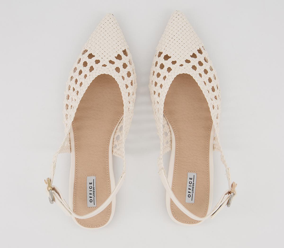 Office Final Woven Slingback Flats White - Flat Shoes for Women