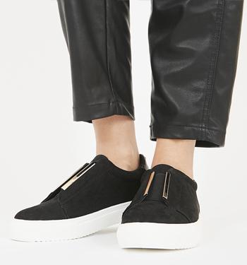 black leather plimsolls ladies